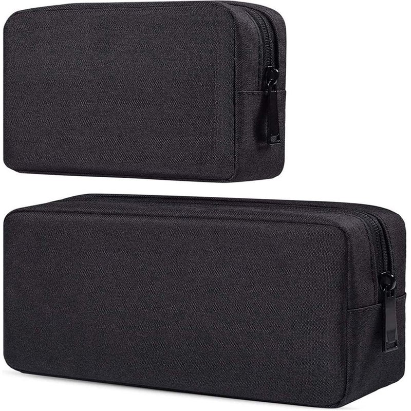 dealcase Canvas Waterproof Universal Electronic Accessories Organizer for Power Bank,Charging Cords,Chargers,Mouse,USB Cable,Earphones and More Out-going, Business Travel Gadget Bag,Black(Small+Big) - Image 1